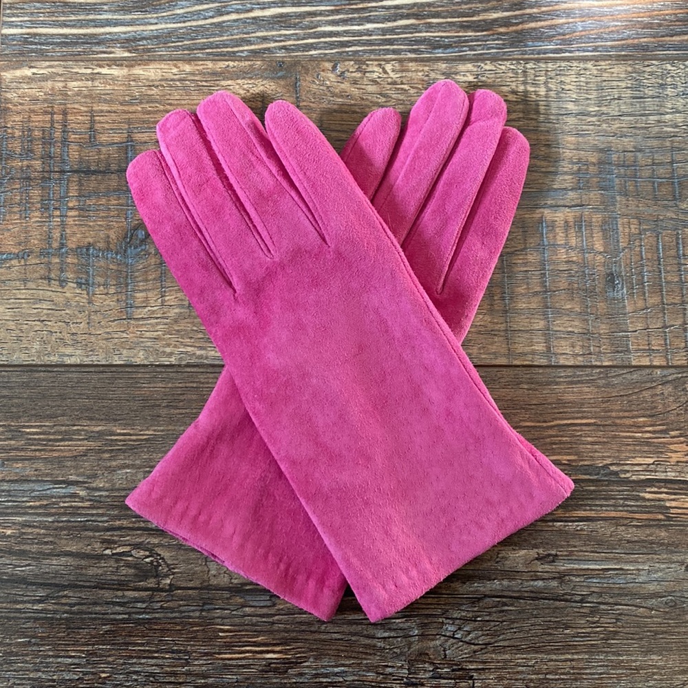 🌷Vintage🌷Pink Suede Gloves - Picture 1 of 3